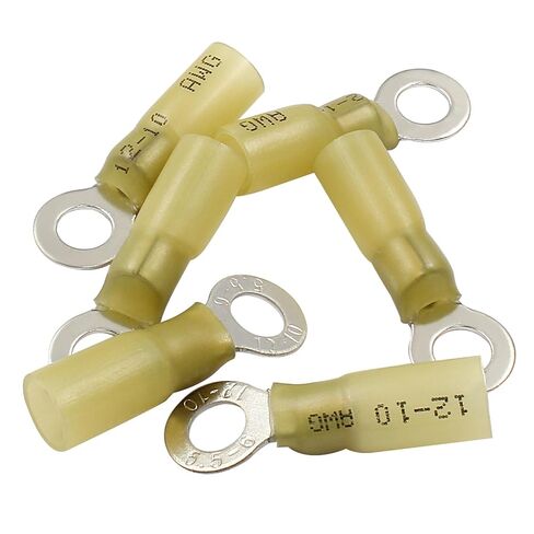 Hordion 100 قطعة من أطراف الحلقة المنكمشة بالحرارة 1/4 بوصة، M6 أصفر 12-10 AWG موصلات كهربائية مقاومة للماء وموصلات طرفية سلكية معزولة للسيارات والصوت in Saudi Arabia