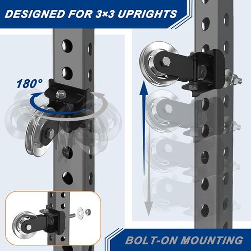 J Bryant Aluminum Alloy LAT Pulldown Pulley Attachment for Cable Machines, Smooth-Machined Pulley Design, Fits 3x3 Power Racks with 5/8''–1'' Holes, Durable Lightweight Accessory for Home Gym in Saudi Arabia