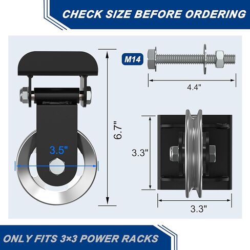 J Bryant Aluminum Alloy LAT Pulldown Pulley Attachment for Cable Machines, Smooth-Machined Pulley Design, Fits 3x3 Power Racks with 5/8''–1'' Holes, Durable Lightweight Accessory for Home Gym in Saudi Arabia