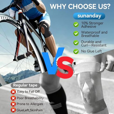 20 PCS Waterproof Kinesiology Tape for Shoulders/Knees,Precut Strips for Knee Pain Relief & Stability Support, Latex-Free Hypoallergenic Sports Athletic Tape Knee Brace (Black and Beige) in Saudi Arabia
