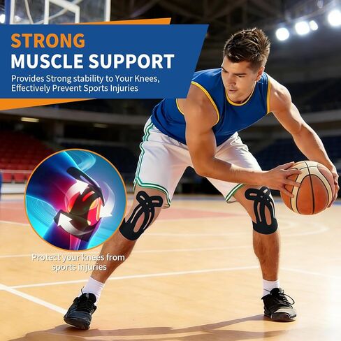 20 PCS Waterproof Kinesiology Tape for Shoulders/Knees,Precut Strips for Knee Pain Relief & Stability Support, Latex-Free Hypoallergenic Sports Athletic Tape Knee Brace (Black and Beige) in Saudi Arabia