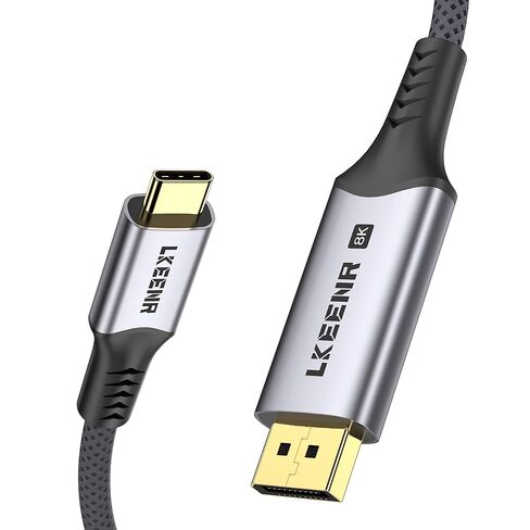 كابل LKNNER USB C إلى DisplayPort 1.4 8K@60 هرتز [5FT/1.5M] 4K@240 هرتز Thunderbolt أحادي الاتجاه 5/4/3 إلى DisplayPort سلك 32.4 جيجابت في الثانية متوافق مع iPhone 16 وiPad وMac mini وGalaxy in Saudi Arabia