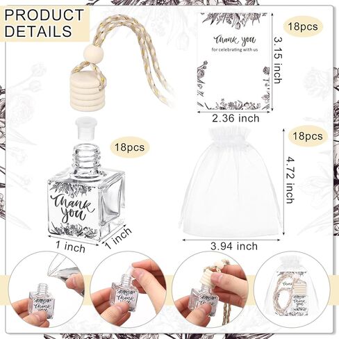 18 Set Christmas Appreciation Gifts for Employee Bulk Hanging Car Air Freshener Diffuser Car Empty Glass Essential Oil Diffuser Thank You Inspirational Gifts for Coworker Teacher(Team Thank You) in Saudi Arabia