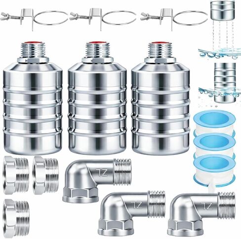Automatic Water Level Control Float Valve 1/2" & 3/4", 3 Packs Stainless Steel Water Float Valve for Water Tank, Livestock Trough, Aquarium, Pool – No Electricity Required, Auto Shut-Off in Saudi Arabia