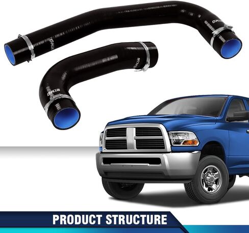 PIT66 Front Lower Upper Red Radiator Silicone Hoses Compatible with 2003-2010 Dodge Ram 2500 3500 Cummins 5.9L/6.7L Diesel in Saudi Arabia