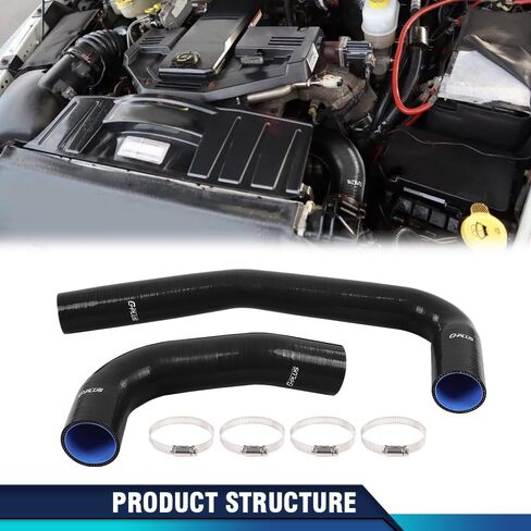 PIT66 Front Lower Upper Red Radiator Silicone Hoses Compatible with 2003-2010 Dodge Ram 2500 3500 Cummins 5.9L/6.7L Diesel in Saudi Arabia