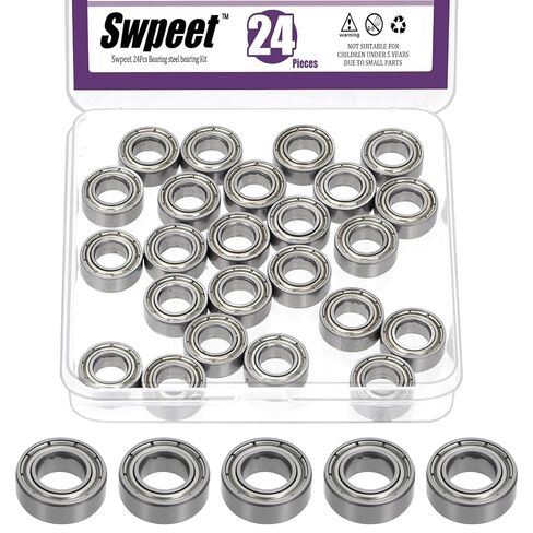 Swpeet 24 قطعة 687ZZ مجموعة متنوعة من محامل الكرات، 7 × 14 × 5 مم محامل أخدود عميق من الفولاذ الكربوني، محامل مصغرة، مزدوجة محمية in Saudi Arabia