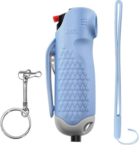 رذاذ الفلفل 3 في 1 للدفاع عن النفس، رذاذ الفلفل مع قاطع حزام الأمان وكسارة النوافذ - مجموعة سلسلة مفاتيح آمنة للنساء | أسلحة الدفاع عن النفس وأساسيات السيارة | صنع في الولايات المتحدة الأمريكية in Kuwait