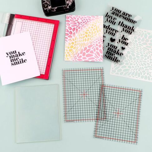 Photopolymer Grip Mat with Printed Guides for Stamping, Multi-Use Non-Slip Sticky Mats Fit in Stamp Positioning Tool for Card Making Hold Your Cardstock in Place When Stamping, Stencil (6 X 6 inch) in Saudi Arabia
