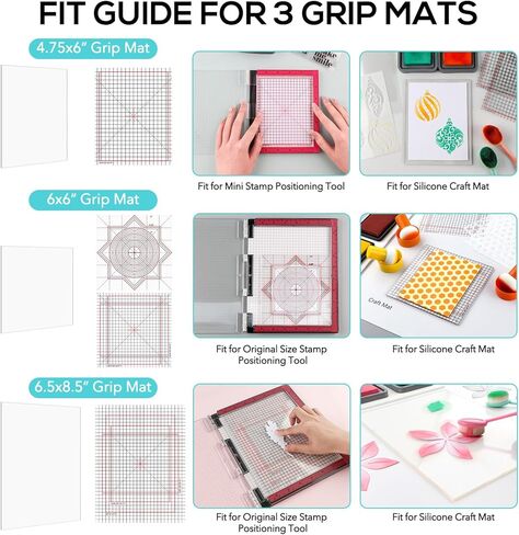 Photopolymer Grip Mat with Printed Guides for Stamping, Multi-Use Non-Slip Sticky Mats Fit in Stamp Positioning Tool for Card Making Hold Your Cardstock in Place When Stamping, Stencil (6 X 6 inch) in Saudi Arabia