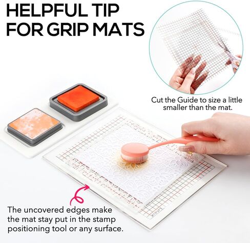 Photopolymer Grip Mat with Printed Guides for Stamping, Multi-Use Non-Slip Sticky Mats Fit in Stamp Positioning Tool for Card Making Hold Your Cardstock in Place When Stamping, Stencil (6 X 6 inch) in Saudi Arabia