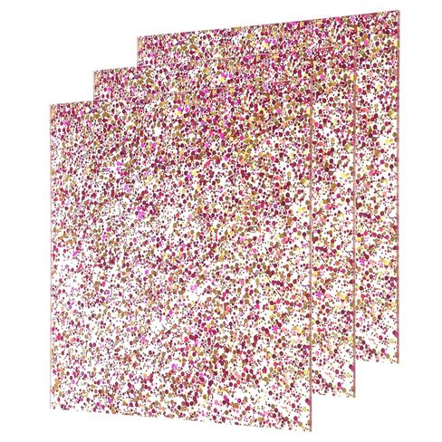 MECCANIXITY 3Pcs Red Gold Glitter Acrylic Sheets 1/8" Thickness 8"x8" Transparent Sparkly PMMA Plastic Sheets Extruded Blanks Acrylic for Laser Cutting and Engraving DIY Art Crafting in Saudi Arabia
