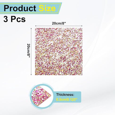 MECCANIXITY 3Pcs Red Gold Glitter Acrylic Sheets 1/8" Thickness 8"x8" Transparent Sparkly PMMA Plastic Sheets Extruded Blanks Acrylic for Laser Cutting and Engraving DIY Art Crafting in Saudi Arabia