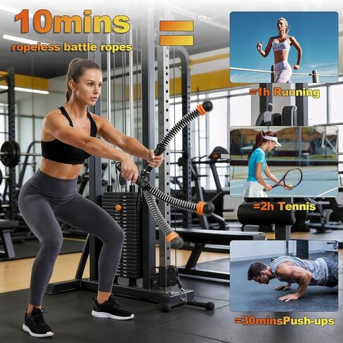 Portable Adjustable Cordless Weighted Battle Rope, Silent Home Gym Fitness Equipment, Low-Impact Full-Body Workout for HIIT Cardio Strength Training Men Women with Storage Bag (Black) in Saudi Arabia