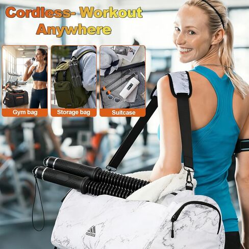 Portable Adjustable Cordless Weighted Battle Rope, Silent Home Gym Fitness Equipment, Low-Impact Full-Body Workout for HIIT Cardio Strength Training Men Women with Storage Bag (Black) in Saudi Arabia