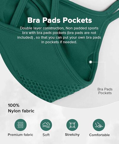 BRXL Strappy Ruched Sports Bra for Women Breathable Seamless Criss Cross Back Light Support Unpadded Bras Exercise Yoga Green S in Saudi Arabia