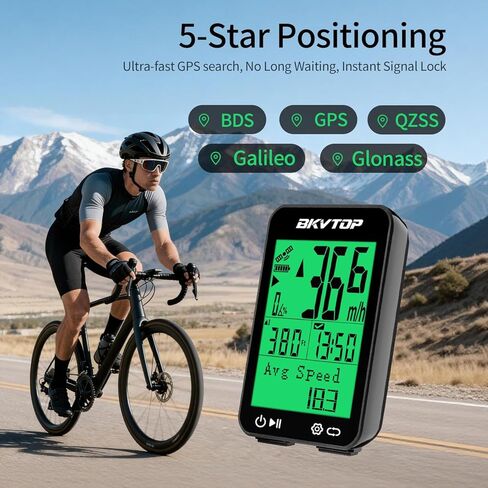 كمبيوتر GPS للدراجة كمبيوتر لاسلكي لركوب الدراجات مع دعم 9 لغات، 2.4 بوصة عداد سرعة LCD سهل القراءة، مقاوم للماء IPX7، بدء التشغيل التلقائي MPH KMH للدراجة الجبلية على الطرق in Saudi Arabia