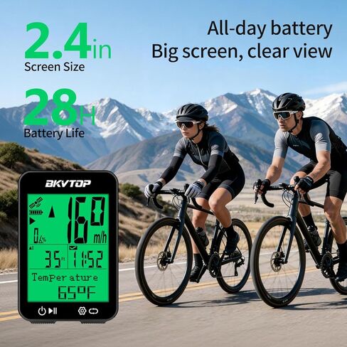 كمبيوتر GPS للدراجة كمبيوتر لاسلكي لركوب الدراجات مع دعم 9 لغات، 2.4 بوصة عداد سرعة LCD سهل القراءة، مقاوم للماء IPX7، بدء التشغيل التلقائي MPH KMH للدراجة الجبلية على الطرق in Saudi Arabia