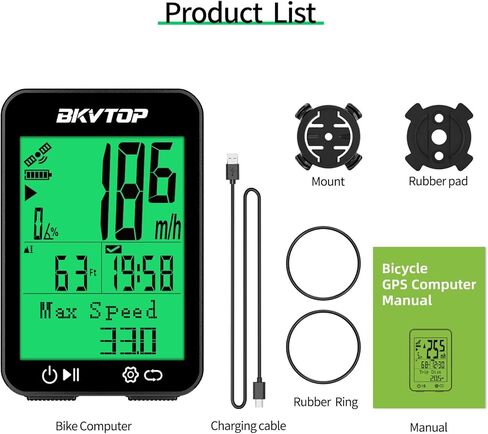 كمبيوتر GPS للدراجة كمبيوتر لاسلكي لركوب الدراجات مع دعم 9 لغات، 2.4 بوصة عداد سرعة LCD سهل القراءة، مقاوم للماء IPX7، بدء التشغيل التلقائي MPH KMH للدراجة الجبلية على الطرق in Saudi Arabia