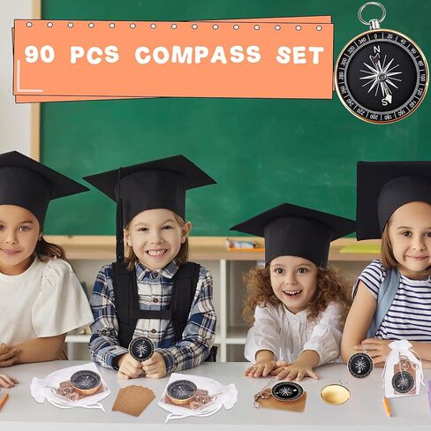 90 Pcs Compasses Wedding Party Favors Set Mini Compass Souvenir Nautical with Tags and Organza Bag for Birthday Travel Party Souvenir in Kuwait