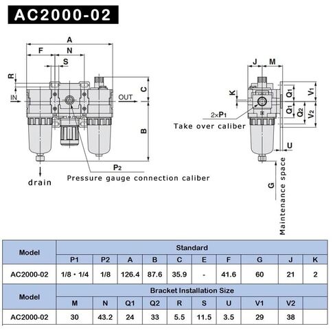 1 قطعة AC2000-02 AF2000-02 AR2000-02 AL2000-02 معالج الهواء فلتر الهواء صمام تنفيس in Saudi Arabia