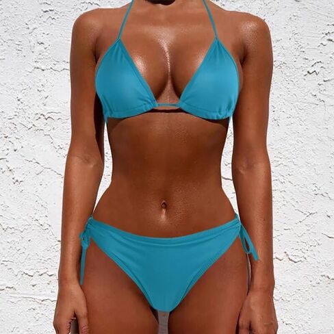 Women Sexy Bikini Set Straps Two Piece Bathing Suit Low Rise Tie Side G-String Swimsuit Beachwear in Saudi Arabia