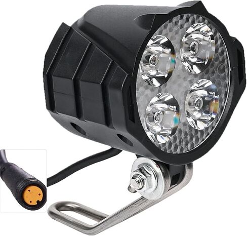 Ebike LED المصباح 3 دبوس أنثى موصل مقاوم للماء فائقة السطوع 12W 300 لوكس ليلة ركوب الخيل الأمامي ضوء مع القرن تحذير ل48V 36V دراجة جبلية قابلة للطي وسكوتر الإلكترونية in Saudi Arabia