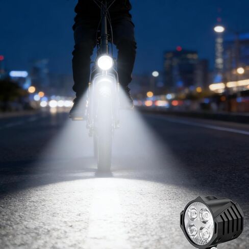 Ebike LED المصباح 3 دبوس أنثى موصل مقاوم للماء فائقة السطوع 12W 300 لوكس ليلة ركوب الخيل الأمامي ضوء مع القرن تحذير ل48V 36V دراجة جبلية قابلة للطي وسكوتر الإلكترونية in Saudi Arabia