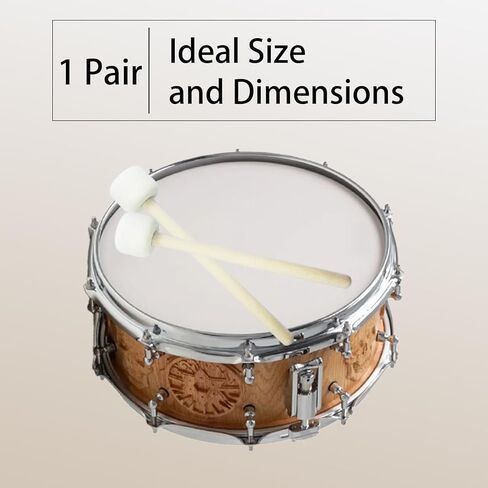 CashBeat 2Pcs 13" Wool Felt Drum Mallets, Anti-Slip Bass Percussion Sticks, Snare Drum Beater Accessories for Drummers, Band Musicians, Beige in Saudi Arabia