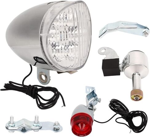 Retro Bike Light Set, Vintage LED Headlight Taillight Kit with Generator, DIY Modification Accessory, Night Travel Safety Lights, Aluminium Alloy ABS Material in Kuwait