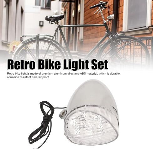 Retro Bike Light Set, Vintage LED Headlight Taillight Kit with Generator, DIY Modification Accessory, Night Travel Safety Lights, Aluminium Alloy ABS Material in Kuwait