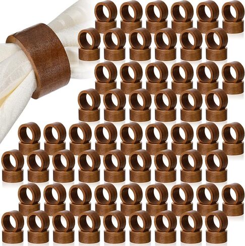 Zhehao 100 Pcs Wood Napkin Rings Bulk Acacia Brown Table Napkin Holder Buckles for Easter Wedding Dinner Holiday Table Decoration in Saudi Arabia