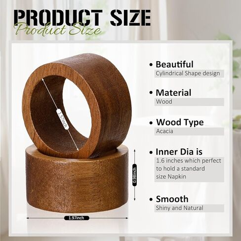 Zhehao 100 Pcs Wood Napkin Rings Bulk Acacia Brown Table Napkin Holder Buckles for Easter Wedding Dinner Holiday Table Decoration in Saudi Arabia