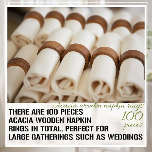 Zhehao 100 Pcs Wood Napkin Rings Bulk Acacia Brown Table Napkin Holder Buckles for Easter Wedding Dinner Holiday Table Decoration in Saudi Arabia