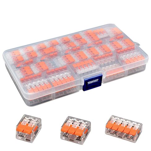 90pcs/kit Quick-Release Wire Connector TemminalBlocks,2/3/5 Pin Lever-Nut, Reusable CopperElectrode,PVC Insulated,for Home ElectricalConnections,with Storage Case, Wire ConnectionBlocks in Saudi Arabia