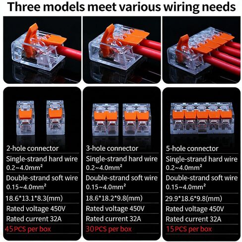 90pcs/kit Quick-Release Wire Connector TemminalBlocks,2/3/5 Pin Lever-Nut, Reusable CopperElectrode,PVC Insulated,for Home ElectricalConnections,with Storage Case, Wire ConnectionBlocks in Saudi Arabia