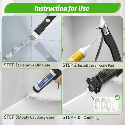 أداة السد 6 في 1 أداة تشطيب مانع للتسرب ومكشطة إزالة الجص مع 6 وسادات سيليكون، أداة إزالة مانع التسرب وتشذيب مع ممسحة مطاطية للحمام والنافذة والباب والمطبخ in Kuwait