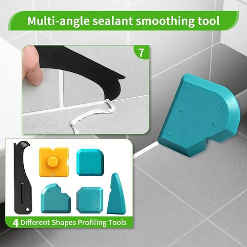 أداة السد 6 في 1 أداة تشطيب مانع للتسرب ومكشطة إزالة الجص مع 6 وسادات سيليكون، أداة إزالة مانع التسرب وتشذيب مع ممسحة مطاطية للحمام والنافذة والباب والمطبخ in Kuwait