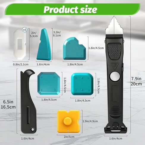 أداة السد 6 في 1 أداة تشطيب مانع للتسرب ومكشطة إزالة الجص مع 6 وسادات سيليكون، أداة إزالة مانع التسرب وتشذيب مع ممسحة مطاطية للحمام والنافذة والباب والمطبخ in Kuwait