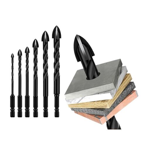 4/5/7/10 قطعة مجموعة لقمة مثقاب سداسية متقاطعة للخرسانة والبلاط الخزفي الزجاجي المعدني الاحترافي متعدد الوظائف لقم التدريبات (10 قطعة 8 مللي متر) in Kuwait