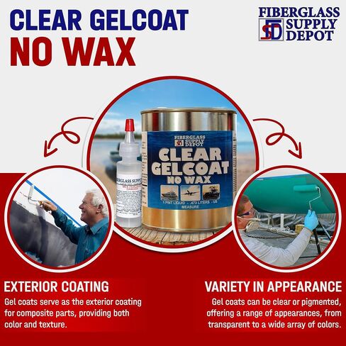 طلاء جيلكوت شفاف من الألياف الزجاجية بدون شمع جلكوت بحري مقاوم للأشعة فوق البنفسجية للاستخدام الداخلي والخارجي مع مقوي 15cc MEKP in Kuwait