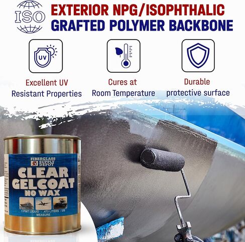 طلاء جيلكوت شفاف من الألياف الزجاجية بدون شمع جلكوت بحري مقاوم للأشعة فوق البنفسجية للاستخدام الداخلي والخارجي مع مقوي 15cc MEKP in Kuwait