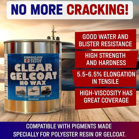 طلاء جيلكوت شفاف من الألياف الزجاجية بدون شمع جلكوت بحري مقاوم للأشعة فوق البنفسجية للاستخدام الداخلي والخارجي مع مقوي 15cc MEKP in Kuwait