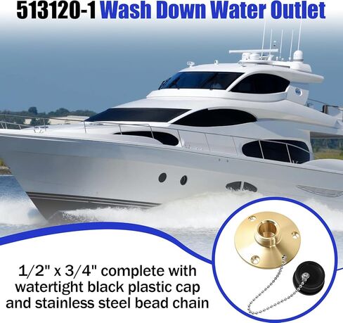 513120-1 مخرج مياه للغسيل، 1/2 بوصة × 3/4 بوصة مكتمل بغطاء بلاستيكي أسود مقاوم للماء وسلسلة خرز من الفولاذ المقاوم للصدأ، للقوارب واليخوت وعربات التخييم وخزانات وقود المقطورات وما إلى ذلك مدخل المياه العذبة ﻿ in Kuwait