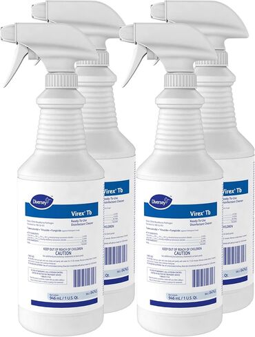 دايفرسي - منظف مطهر جاهز للاستخدام من Virex Tb - 32 أونصة (عبوة مكونة من 4 زجاجات + 4 مشغلات رذاذ) in Saudi Arabia