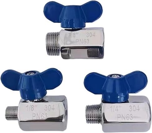 1PCS 304 Stainless Steel Handle 1/8" 1/4" 3/8" 1/2" Internal Thread Ball Valve Beer SUS with Blue Handle(1/8",Male to Male) in Kuwait