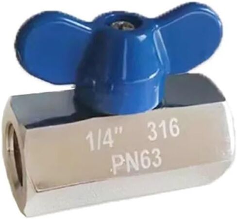 1PCS 304 Stainless Steel Handle 1/8" 1/4" 3/8" 1/2" Internal Thread Ball Valve Beer SUS with Blue Handle(1/8",Male to Male) in Kuwait