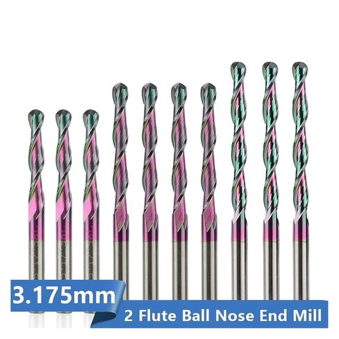 1 قطعة الكرة الأنف نهاية مطحنة القاطع 3.175 مللي متر عرقوب 2 الناي سوبر طلاء كربيد قاطعة المطحنة CNC طحن بت لقطع الألومنيوم in Kuwait