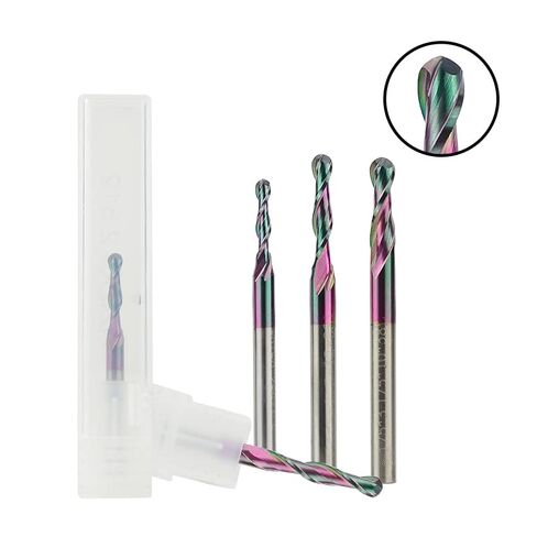 1 قطعة الكرة الأنف نهاية مطحنة القاطع 3.175 مللي متر عرقوب 2 الناي سوبر طلاء كربيد قاطعة المطحنة CNC طحن بت لقطع الألومنيوم in Kuwait