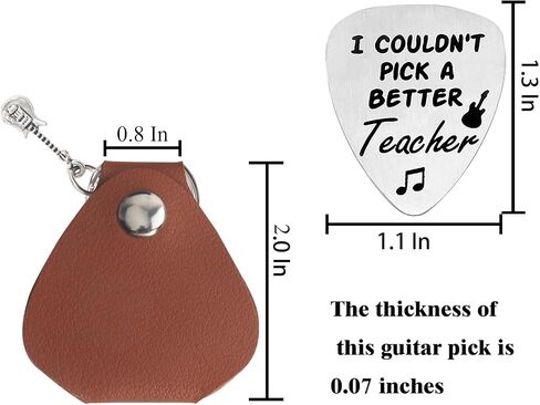 1pc Stainless Steel Guitar Pick Brown PU Leather Keychain I Couldn't Pick A Better Teacher Festivals Anniversary Birthday Gift For Guitar Music Lovers Guitar Accessories in Saudi Arabia